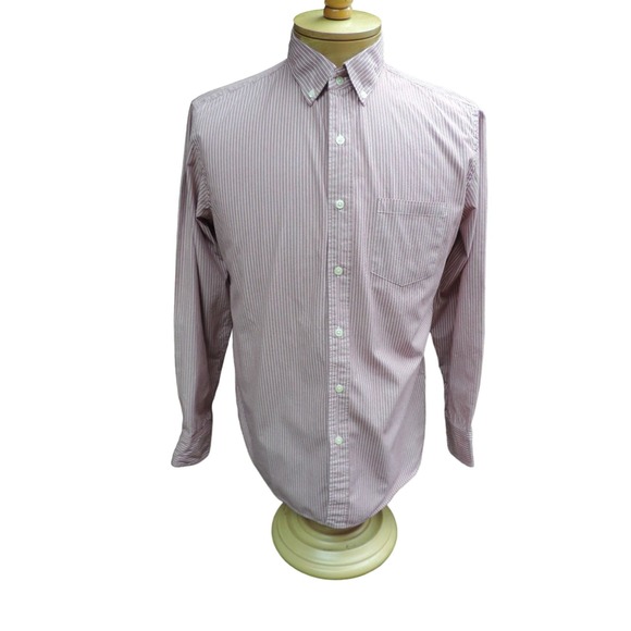 Fossil men's size M medium long sleeve rose color striped shirt button front - Picture 1 of 6